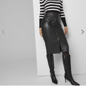 White House black market black faux Leather Midi Skirt- size 8- NWT